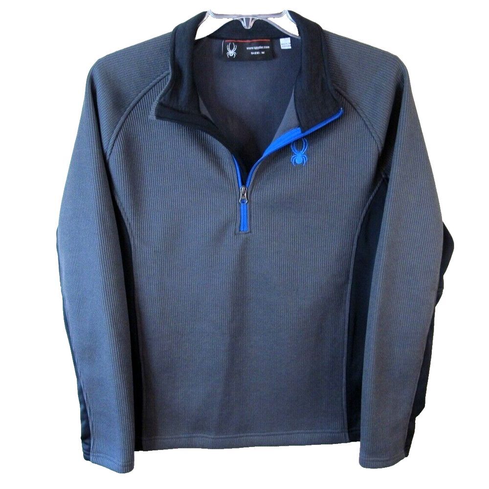 Spyder 1/4 Zip‎ Waffle Knit Long Sleeve Pullover Sweater Men's Medium Gray